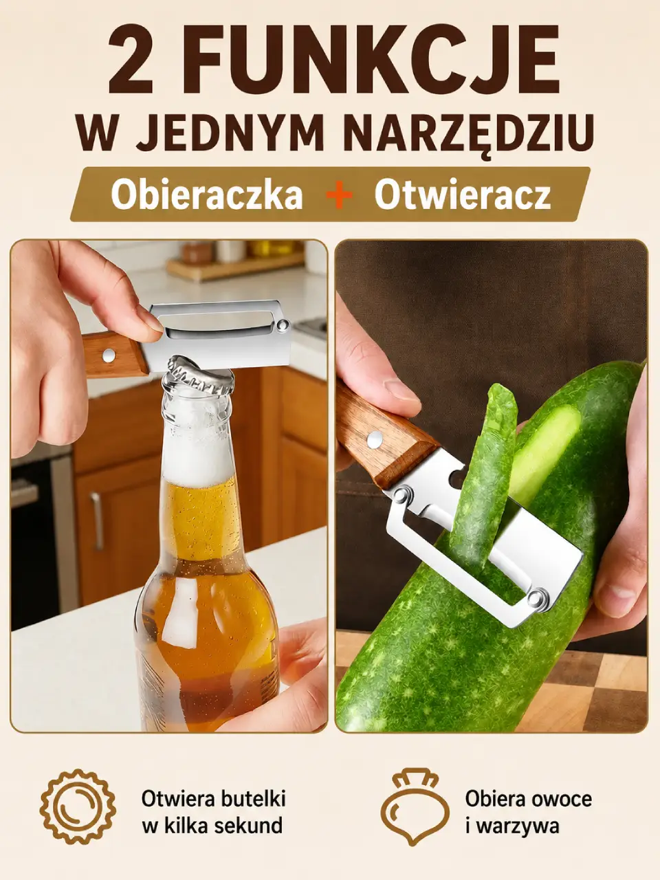 Obieraczka i otwieracz w jednym narzędziu