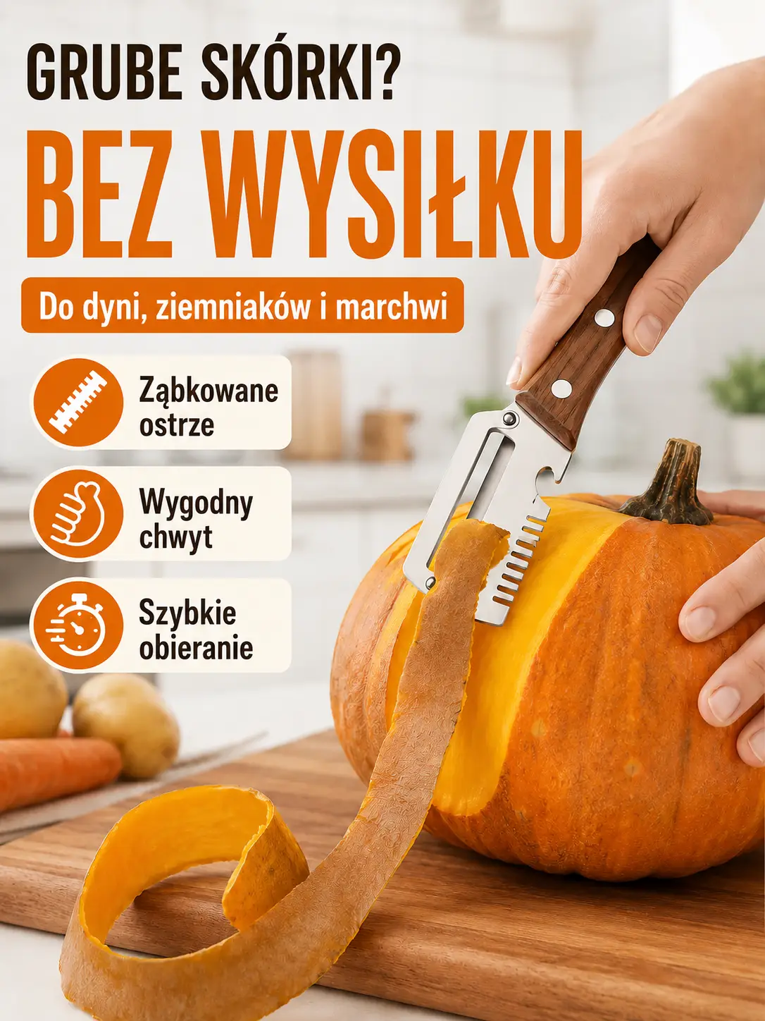 Ząbkowana obieraczka do grubej skórki